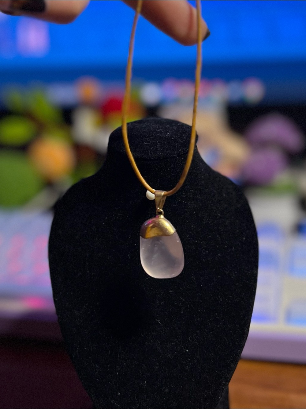 Gold Rose Quartz Pendant Necklace - Adjustable Length!